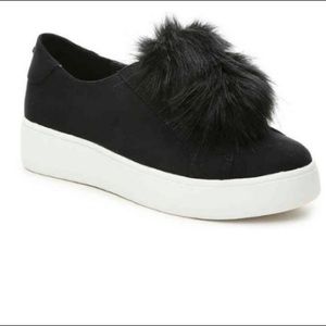Steve Madden Black Furlie Wedge Slip-On Sneakers